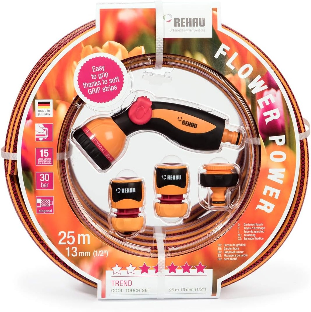 Garden hose set 25 m complete red Re