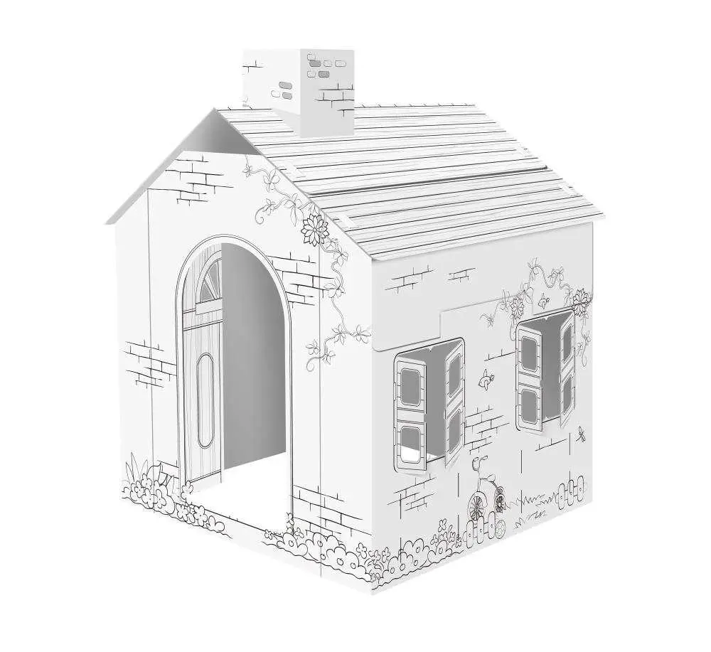 Belle maison en carton à monter soi même, à peindre et à colorier