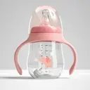 [YY-009/rose] Transitional Pink Baby Bottle with Dual Lightweight Silicone Tips - 180ml