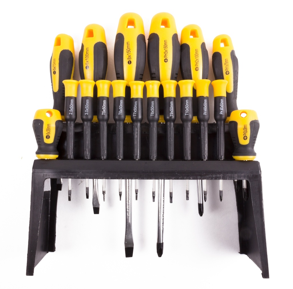 Screwdriver set 18 pieces + standard