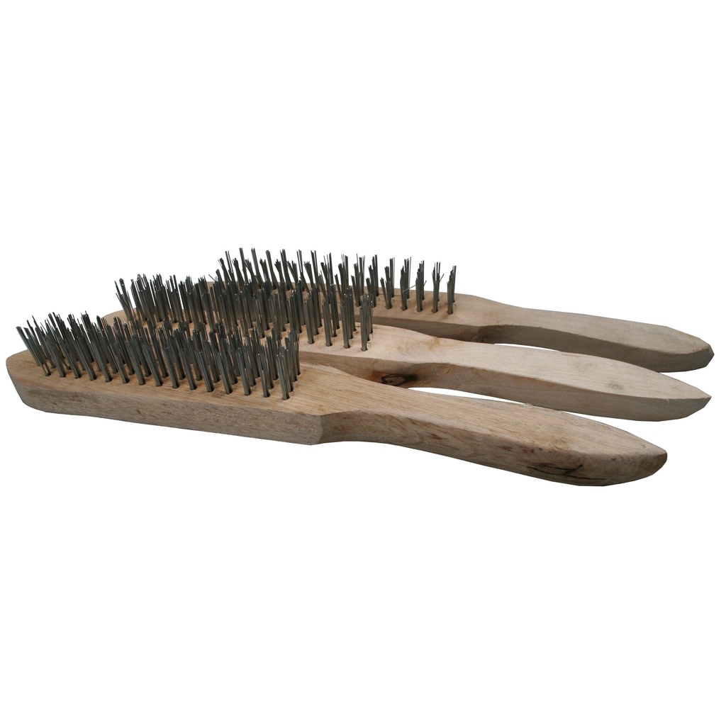 Steel brush 3 pieces wood