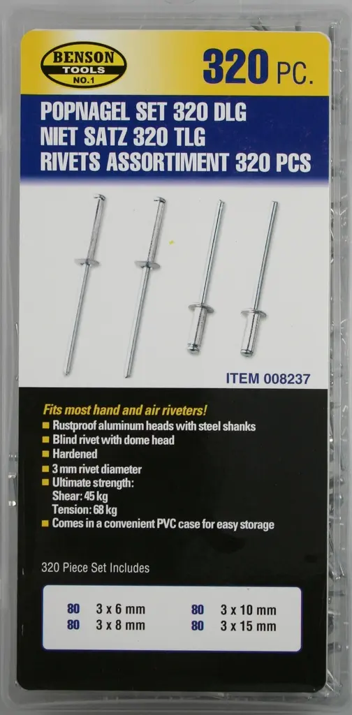 Jeu de rivets pop 320 pièces 