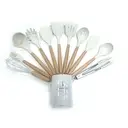 Kit of 11 silicone kitchen utensils and wooden handles