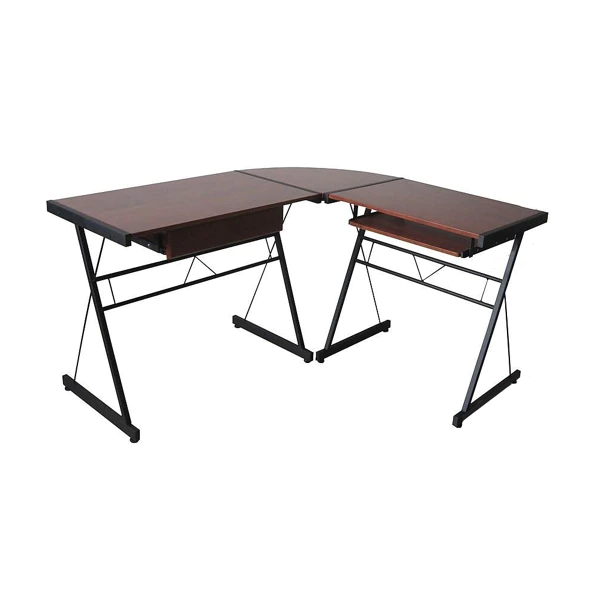 L-shaped desk table Dark brown