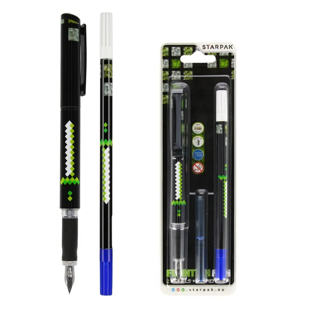 [536854 ZEN06] stylo + 2 cartouches + gomme blist pixel starpak