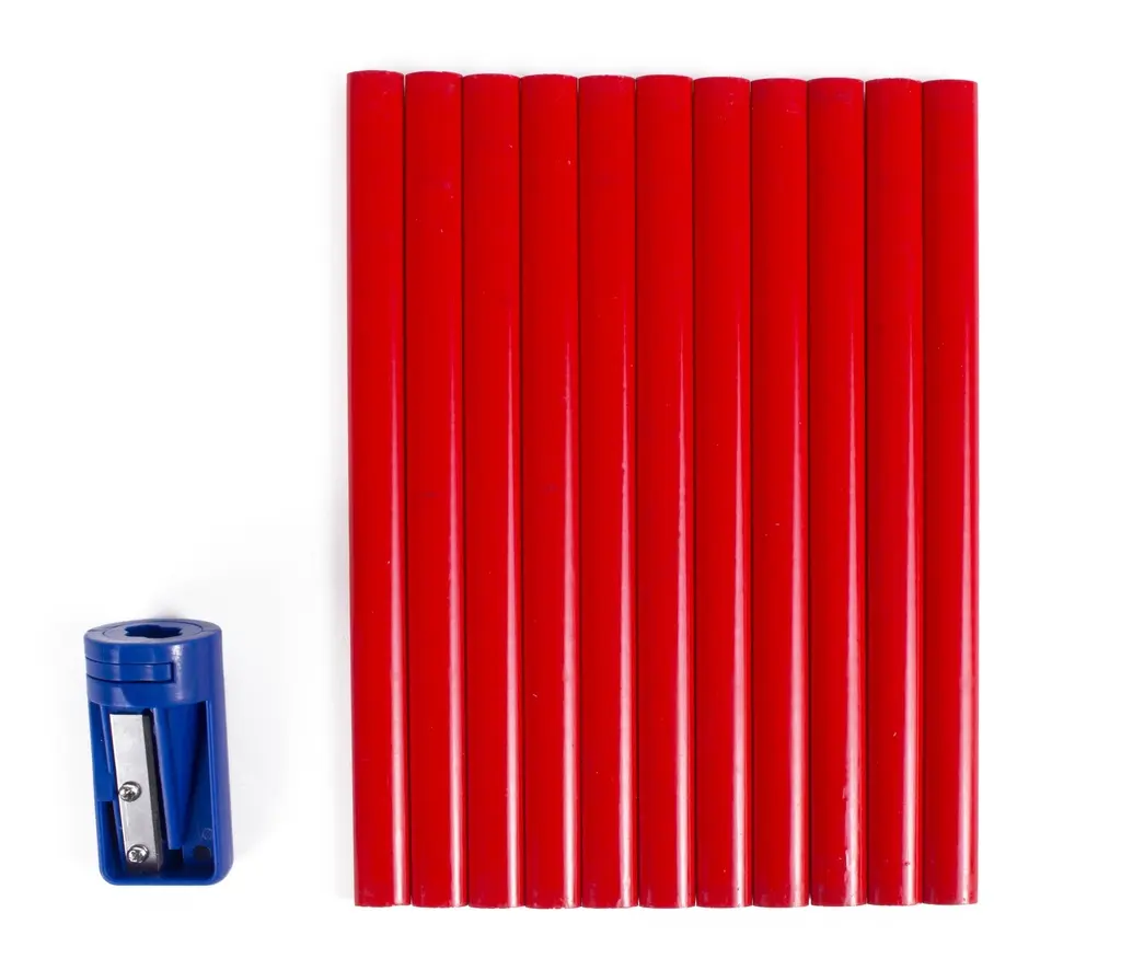 Crayon de menuisier 11 pièces + taille-crayon