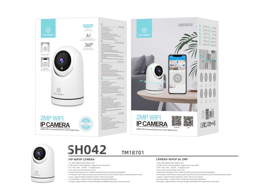 Camera de surveillance Wi-Fi interieure a 360° 