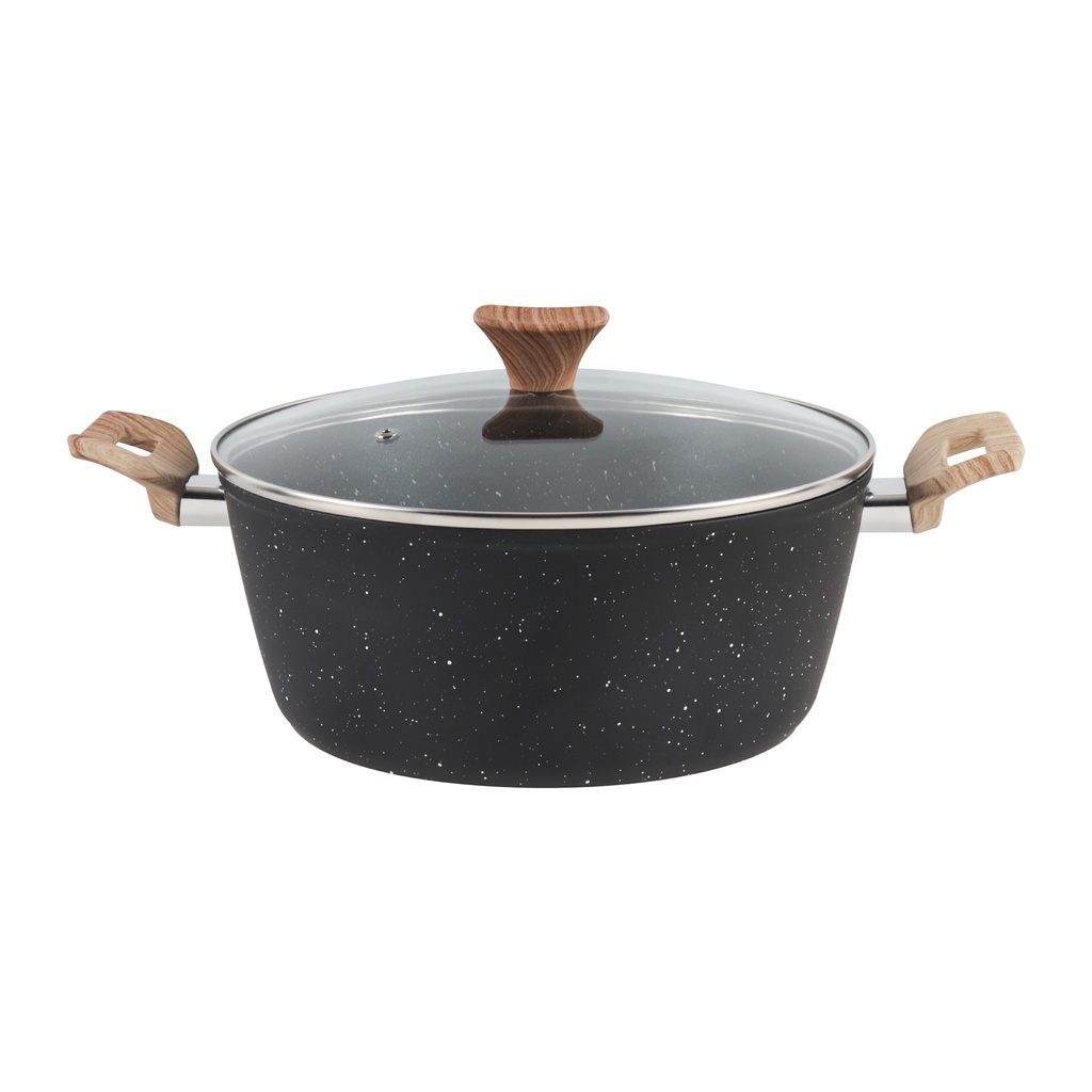 Black forged aluminum saucepan