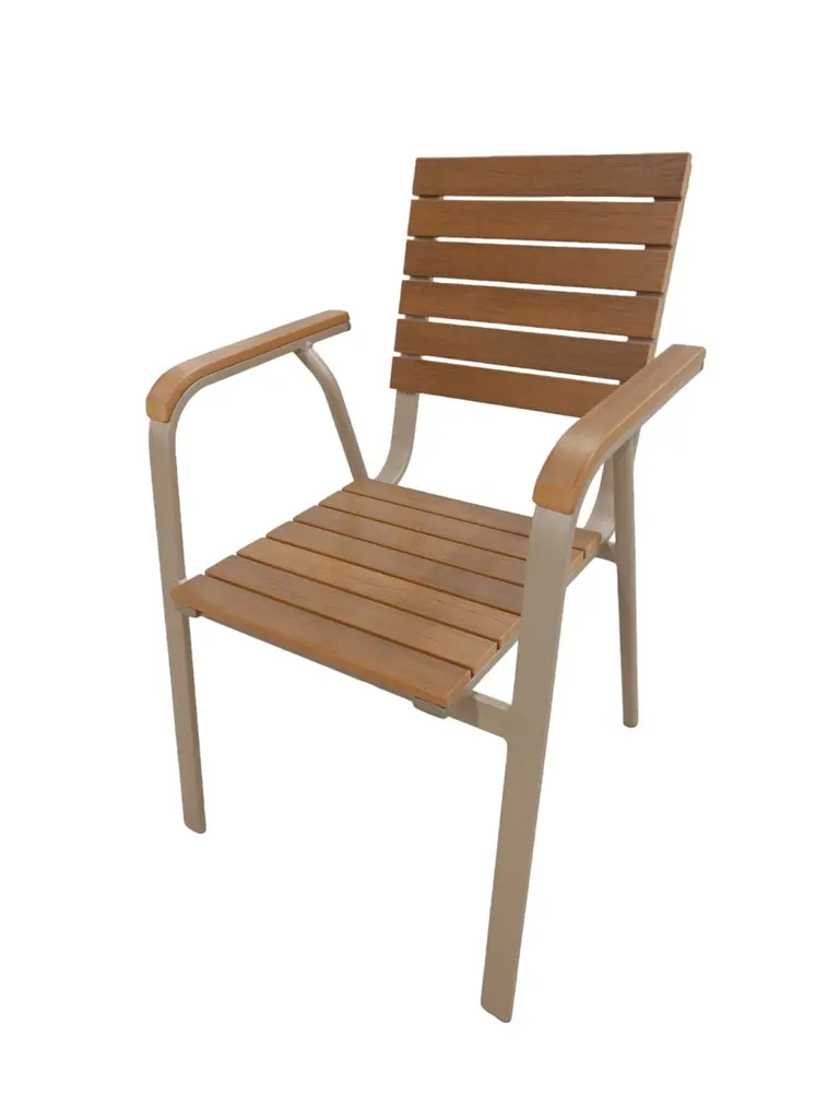 Polywood garden chair, Champagne aluminum frame