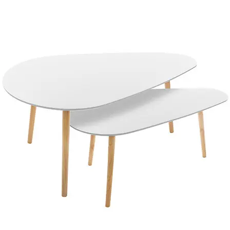 [157053A ZEN06] Table basse Mileo blanche x2 blanc