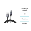 [CB9039 - 16115 ZEN06] Cable tressé en aluminium USB vers Type-C 2,4 A 1 
