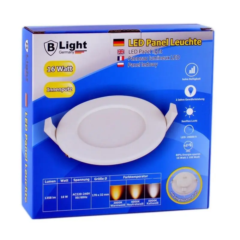 [35619 ZEN06  ] Panneau LED encastrable - 16 watts - rond blanc