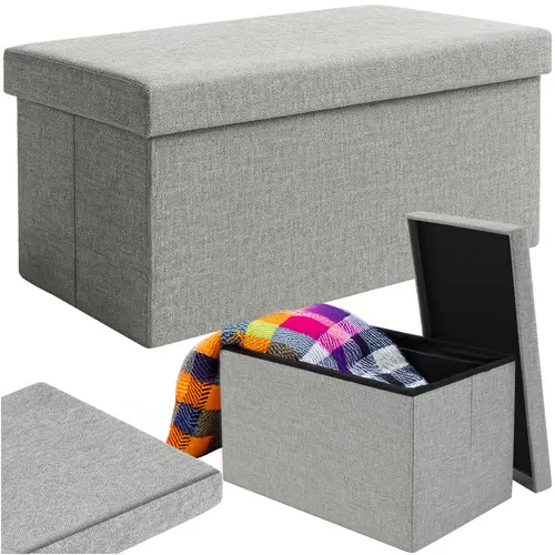 [00026131 ZEN08] Pouf en tissu gris 76x38x38cm