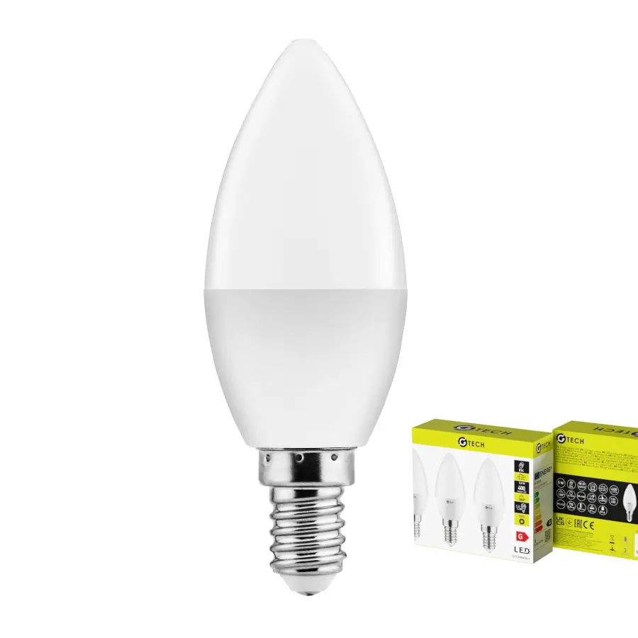 [GT-C37WW5W-3 ZEN11] LOT DE 3  Ampoule LED G-TECH, C37, E14, 5,0 W, 400 lm, 3000