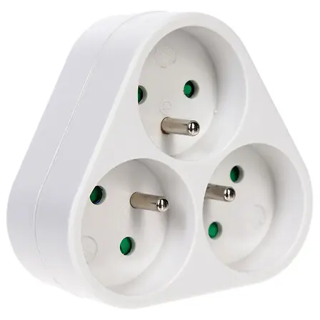 [110037 ZEN12] 3-ground wall power strip, white