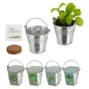 [69489 ZEN12] Mini zinc bucket with walnut swelling cushion