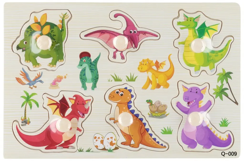 [545198 ZEN12] Puzzle dinosaure en bois 6 pc