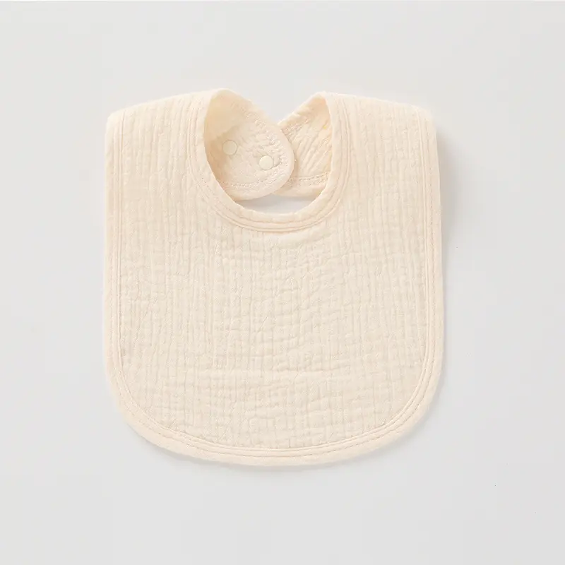 [YY-008/ivoire] Joli bavoir ivoire ajustable en mousseline de coton