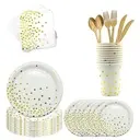 [YTG013] Gold party tableware kit and balloons