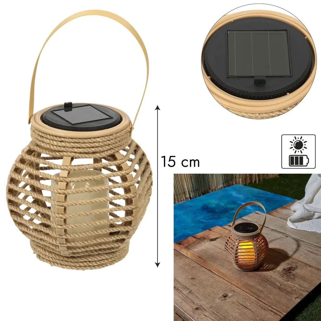 [LAO0194 ZEN14] solar lantern with candle effect h15cm