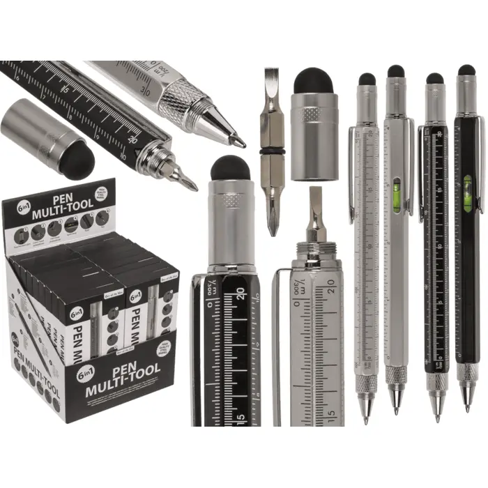 Stylo à bille, multi-outil, 6 en 1, 15 x 1,5 cm,