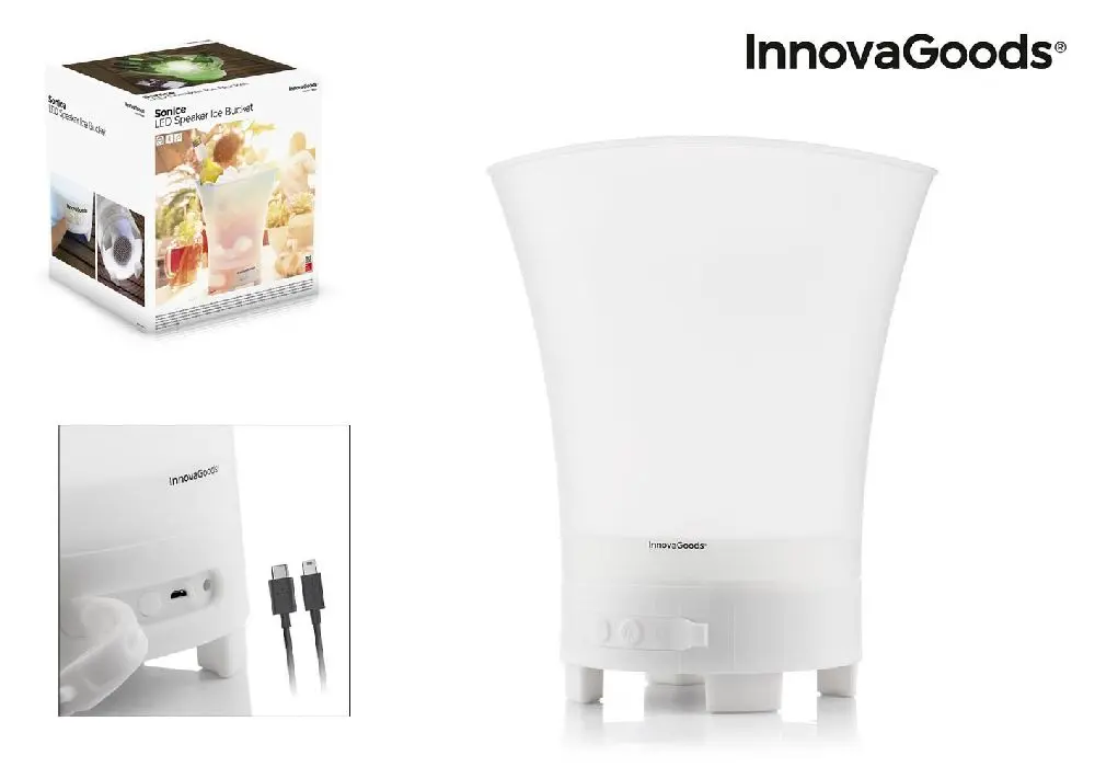[5260103019 ZEN24] Seau a glace LED avec haut-parleur rechargeable