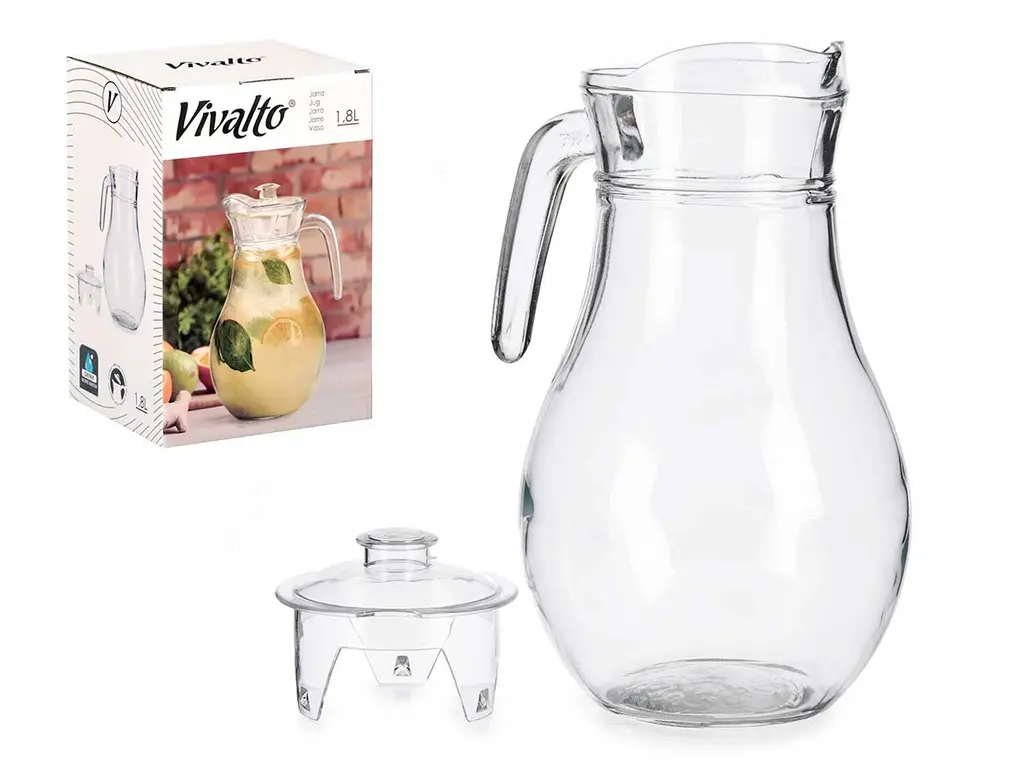 Glass jug transparent lid 1.8lts