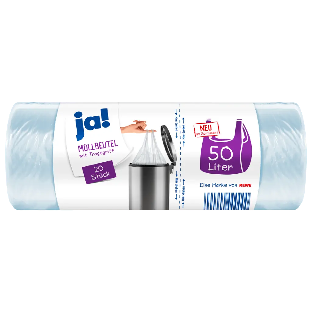 [2773176 ZEN24] JA! 50 liter trash bags, roll of 20