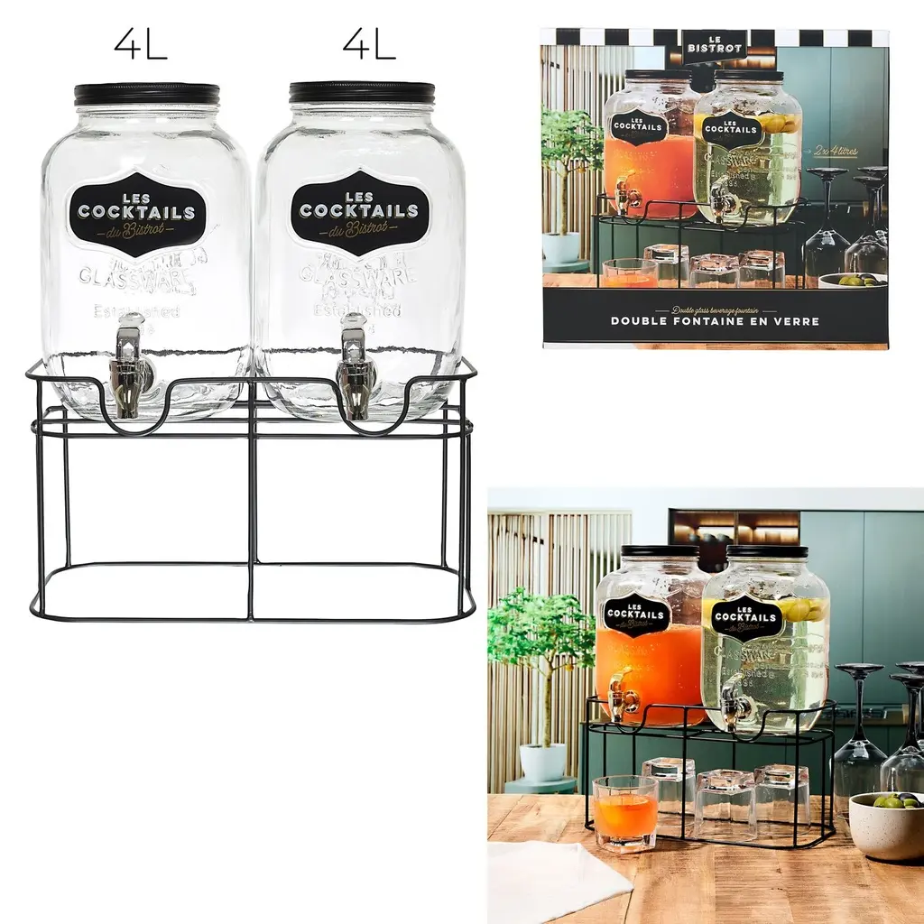 [KA0638 ZEN24] double fontaine à boisson bistrot 2x4l