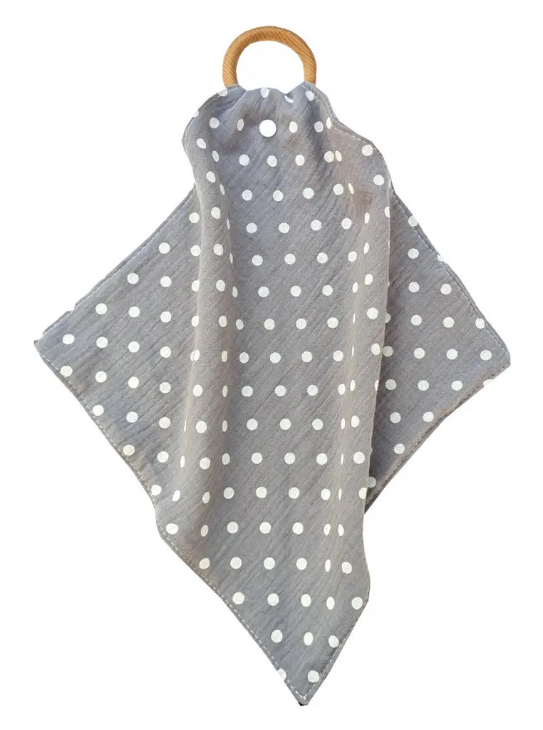 [YY-002/gris] Gray cotton bib with white dots