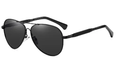 [10 - A666] (10 - A666) Black metal aviator glasses. Cat.3. Strong light. THIS