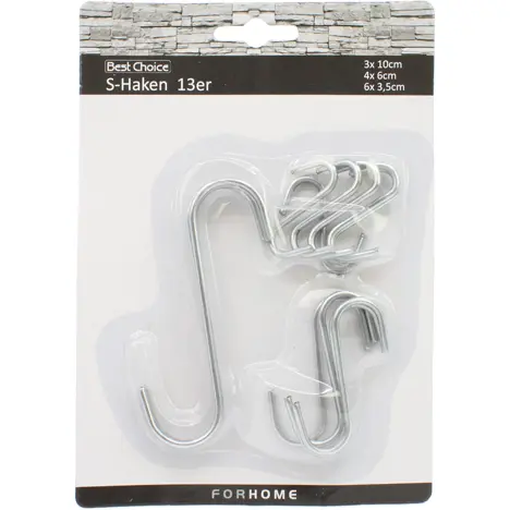[43534 ZEN26] Crochet S forme aspect acier inoxydable 13er