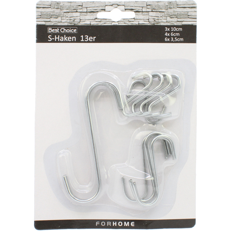 Crochet S forme aspect acier inoxydable 13er