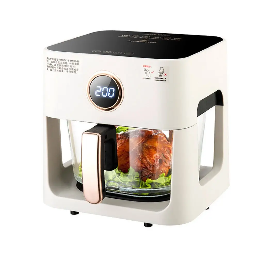 [holm8551 ZEN27] Glass Air Fryer 6 liters, white