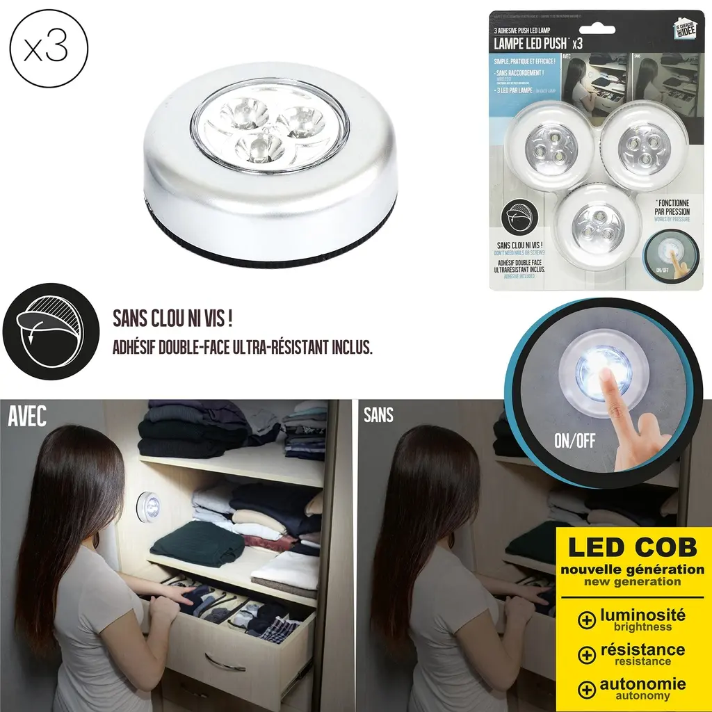 [LA10443 ZEN28] 3 leds pressure lamp x3