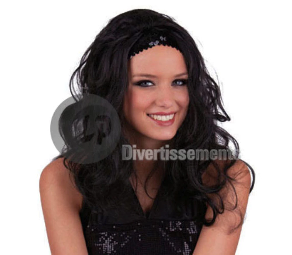 [57583 ZEN31] Perruque cheveux longs gogo danseuse – noir
