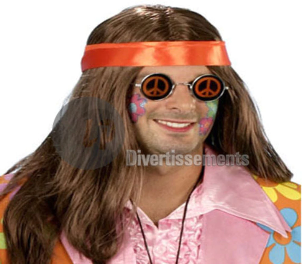 Perruque cheveux longs hippie – brun