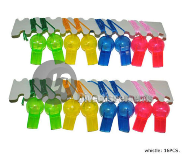[e56133 ZEN31] Set of 16 plastic whistles – ball