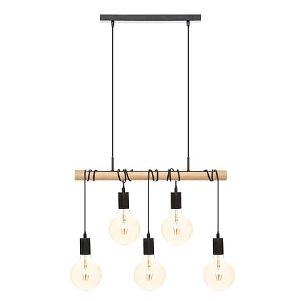 [186390 ZEN2901] Quintuple metal pendant light Jake black L120 cm