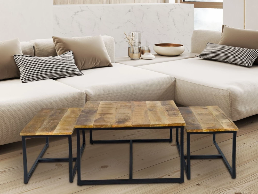 [CAS030555-000000-001725 ZEN29-35] Coffee table – set of 3 side tables