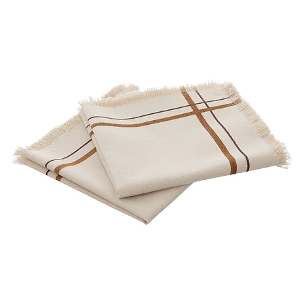 [201987B ZEN29] Serviettes imprimées Maha Ray 40x40 cm x2 – beige