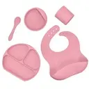 [YY-005/rose] Beautiful complete pink silicone meal kit, BPA free