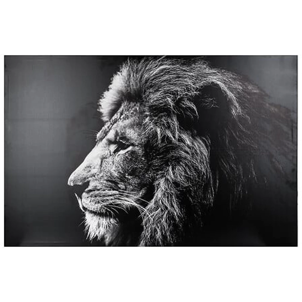 [158210 ZEN29] Lion printed canvas 78x118 cm – black and white