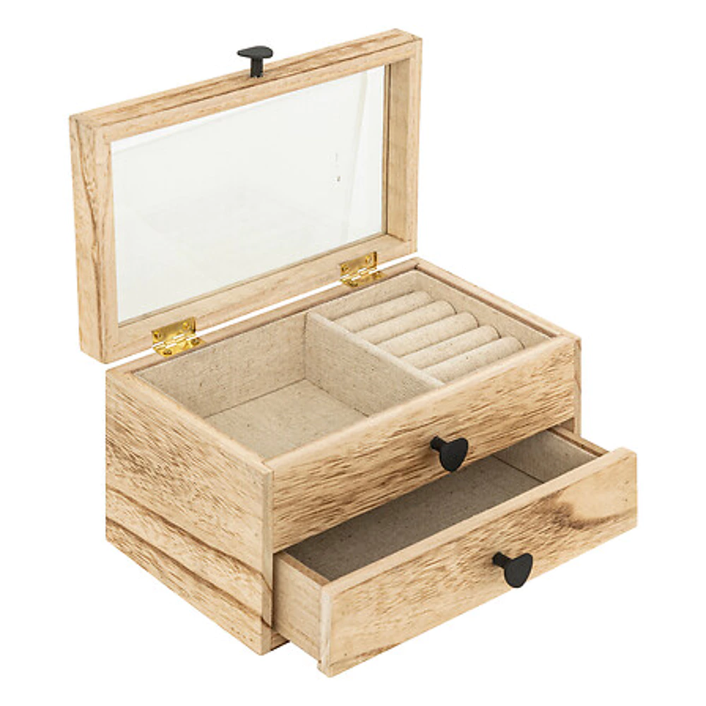 [203956 ZEN29] Wooden jewelry box 1 drawer Inu L19.7 cm