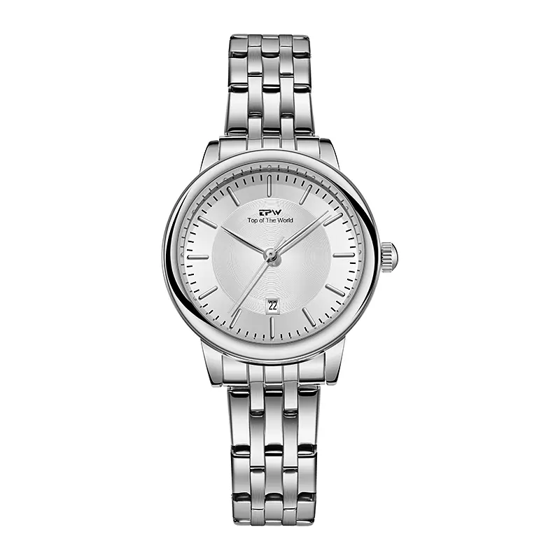 [K3086-15] Women's silver quartz watch, stainless steel bracelet.