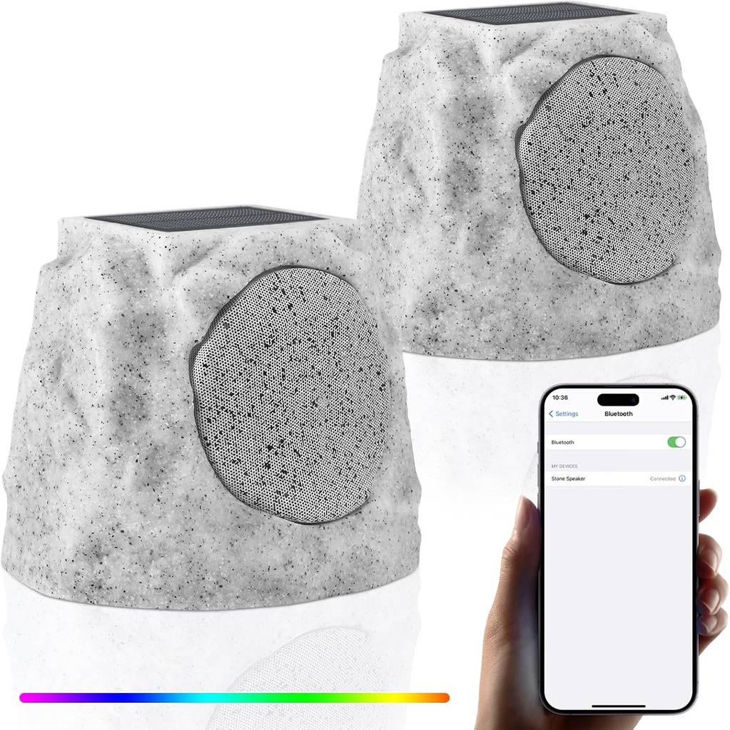 Speakers Rocher resistant à l'eau (2pcs) RGB Solaire