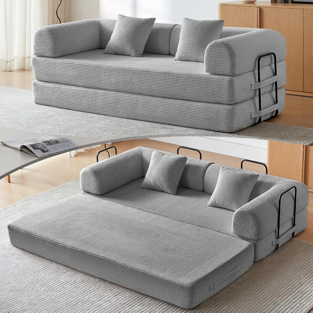 [Gris claire] Convertible sofa
