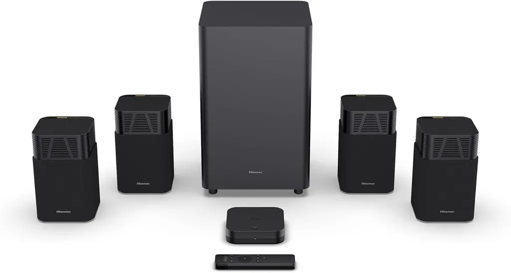 home cinema Hisense Devialet HT Saturn 4.1.2 canaux avec caisson de basses sans fil, Dolby Atmos, DTS:X, Bluetooth 5.3, EzPlay, HDMI 