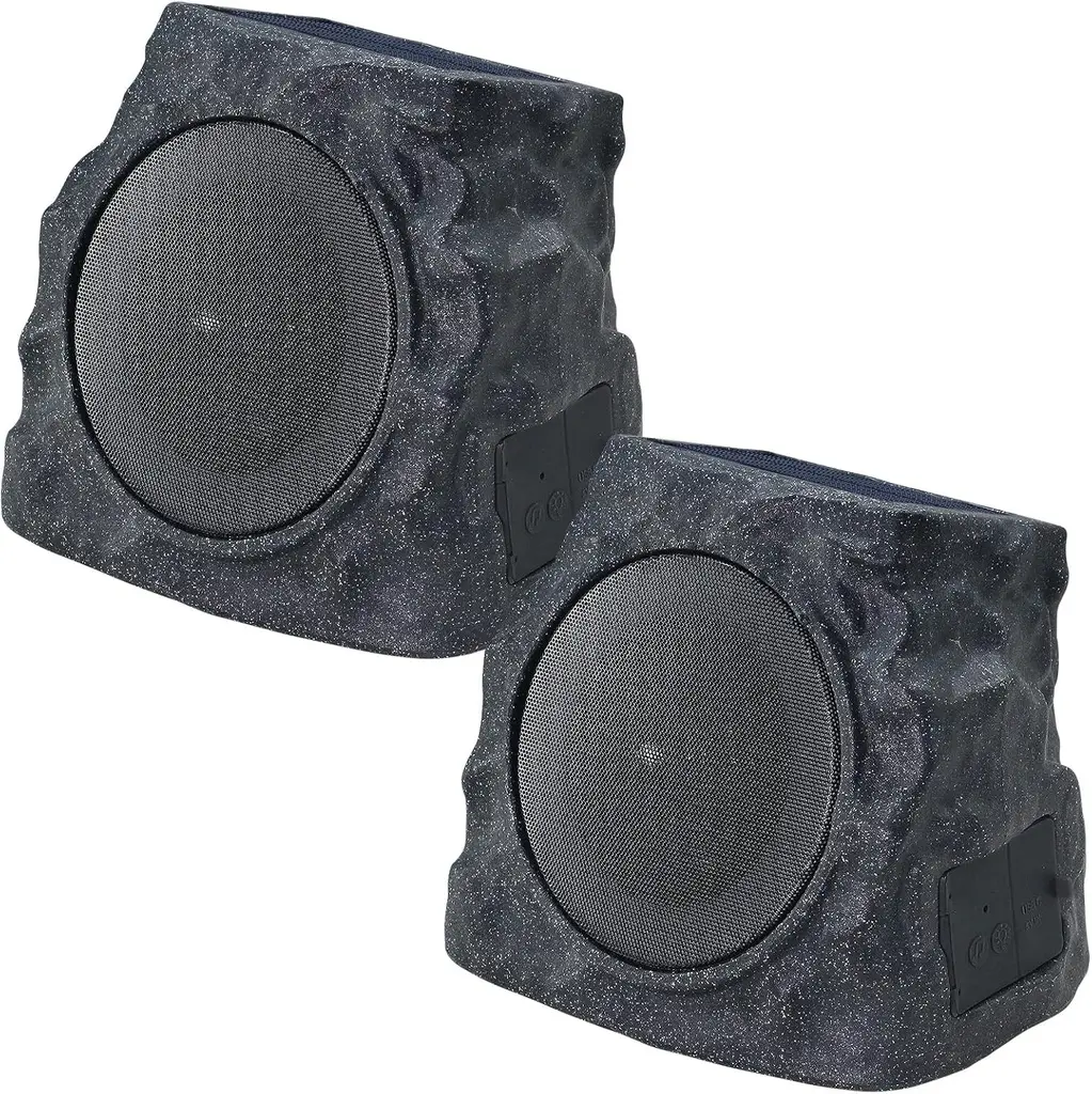 [LEDSTONE-941.BLACK] 2x Outdoor Solar Bluetooth Speakers / Black Rock