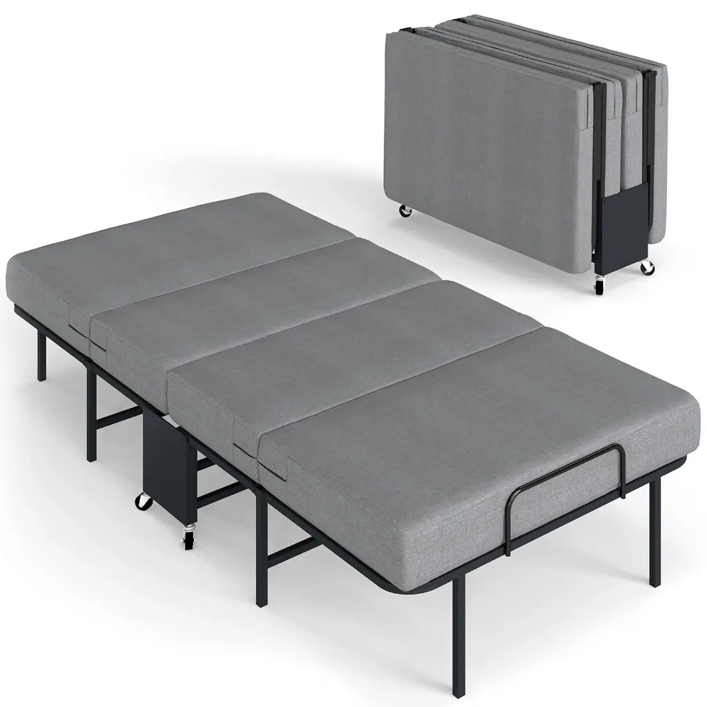 Folding bed with mattress – Portable 1-seater extra bed